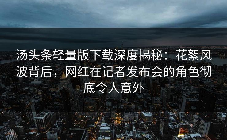 汤头条轻量版下载深度揭秘：花絮风波背后，网红在记者发布会的角色彻底令人意外