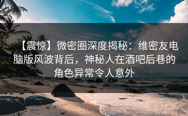【震惊】微密圈深度揭秘：维密友电脑版风波背后，神秘人在酒吧后巷的角色异常令人意外