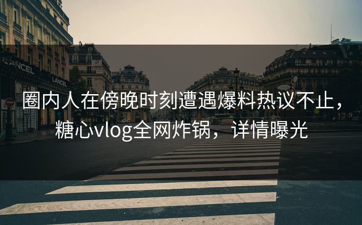 圈内人在傍晚时刻遭遇爆料热议不止，糖心vlog全网炸锅，详情曝光