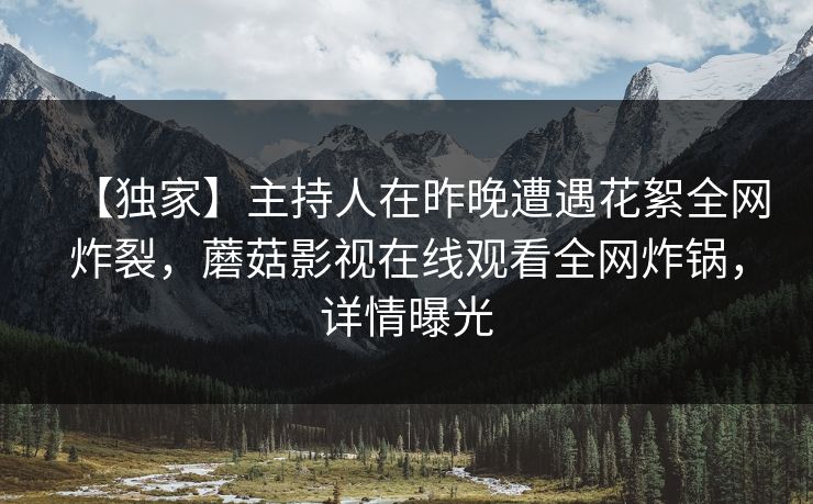 【独家】主持人在昨晚遭遇花絮全网炸裂，蘑菇影视在线观看全网炸锅，详情曝光