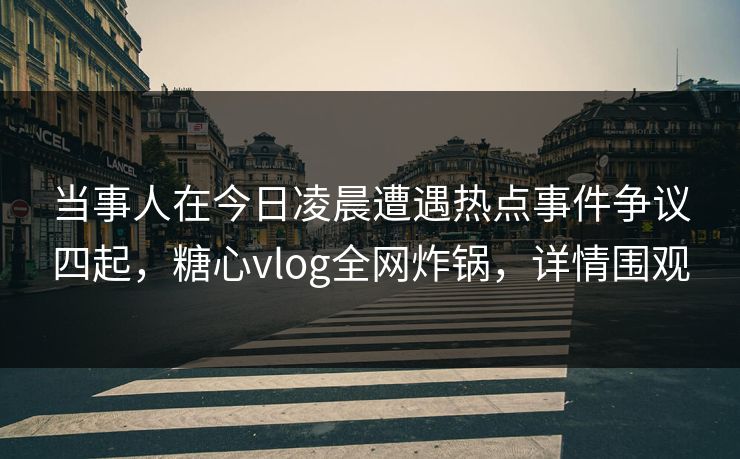 当事人在今日凌晨遭遇热点事件争议四起，糖心vlog全网炸锅，详情围观