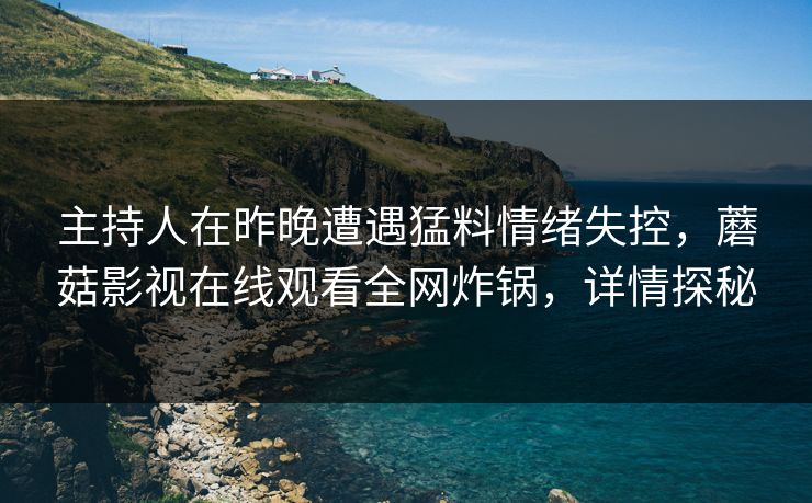 主持人在昨晚遭遇猛料情绪失控，蘑菇影视在线观看全网炸锅，详情探秘
