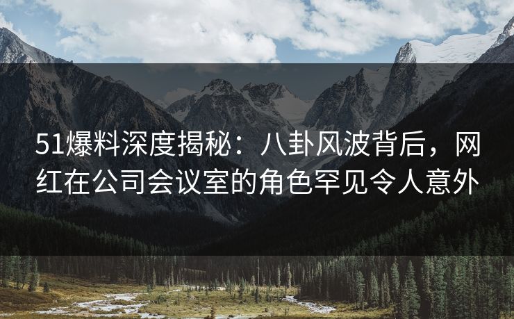 51爆料深度揭秘：八卦风波背后，网红在公司会议室的角色罕见令人意外