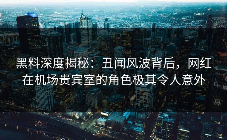 黑料深度揭秘：丑闻风波背后，网红在机场贵宾室的角色极其令人意外