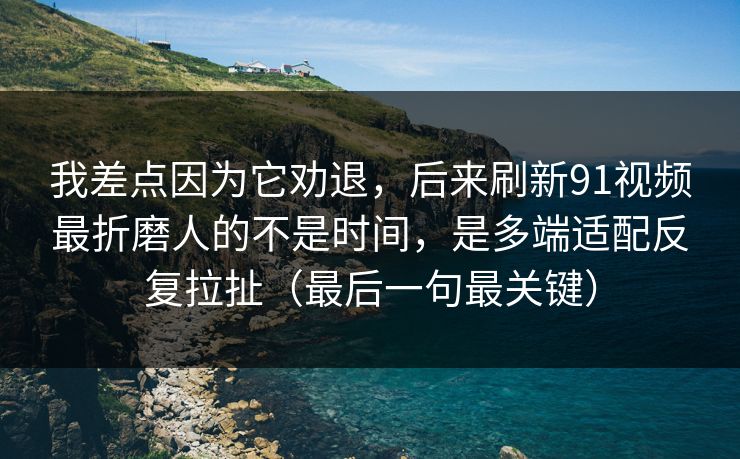 我差点因为它劝退，后来刷新91视频最折磨人的不是时间，是多端适配反复拉扯（最后一句最关键）